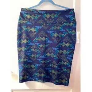 Women's LuLaRoe CASSIE Pencil Skirt Yoga Waist Band Blue Size XL (16-18)